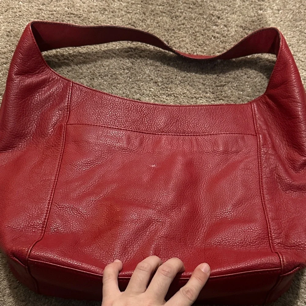 MK Red Leather Shoulder Bag